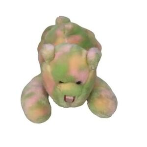 SKM Tie Dye Plush‎ Bear Pastel Green Pink Yellow Stuffed Animal Toy